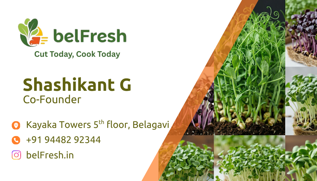 belFresh visiting card with founder contact details